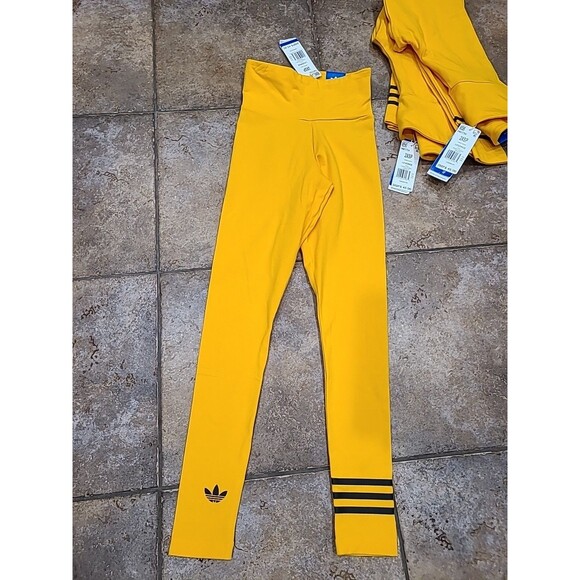 Adidas Orig Tights Womens /Girls Neuclassic High Waist Collegiate Gold 2XSP - Picture 2 of 10